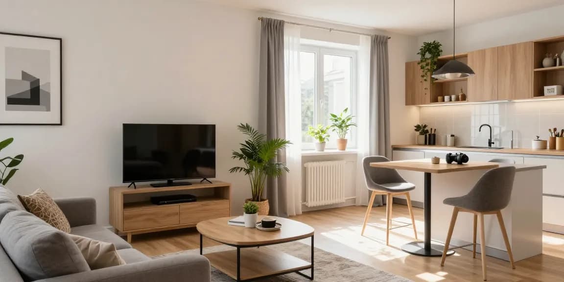 Komfortable Monteurwohnung in Hannover mit einladendem Wohnzimmer und modernen Annehmlichkeiten.