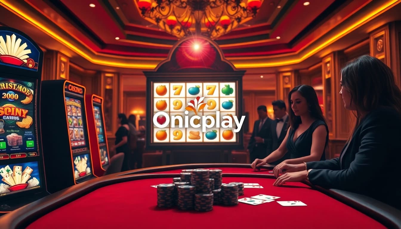 Engage in thrilling games at Onicplay's exciting online casino, boasting vibrant slot machines and lively poker tables.