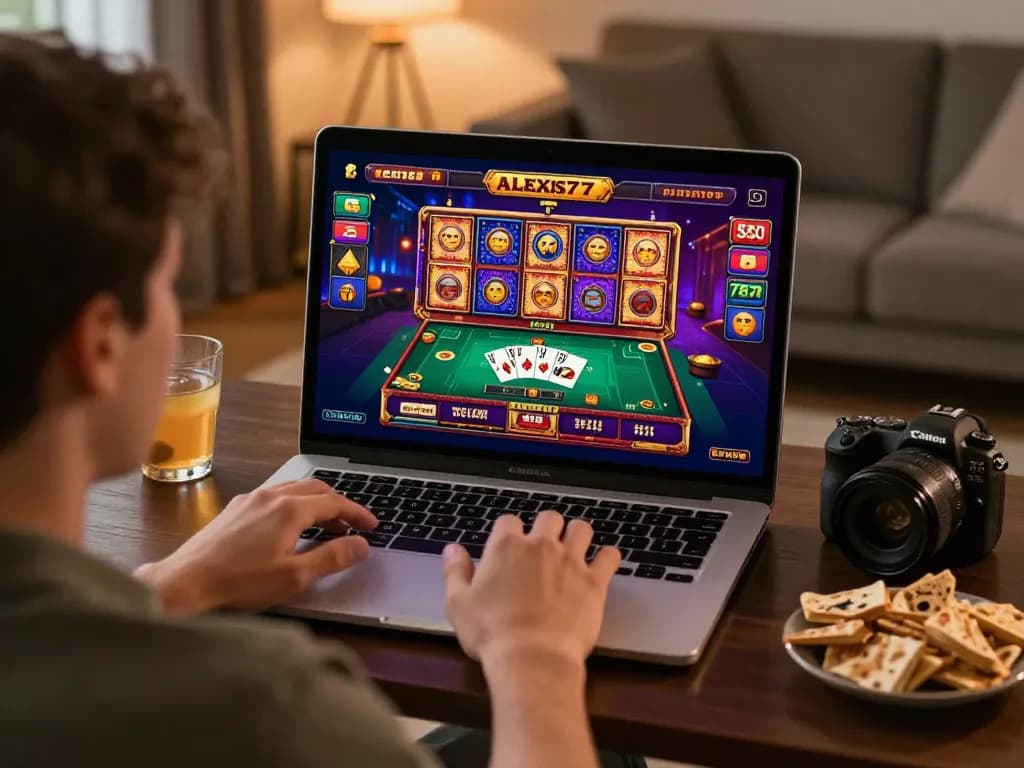 Player engaging with alexis77 online casino interface showcasing lively slot games.