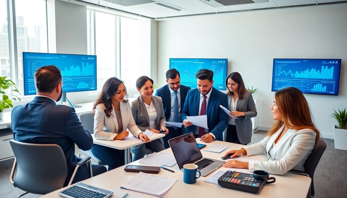 Expert team collaborating on Corporate Tax Return Filing in a modern office setting.
