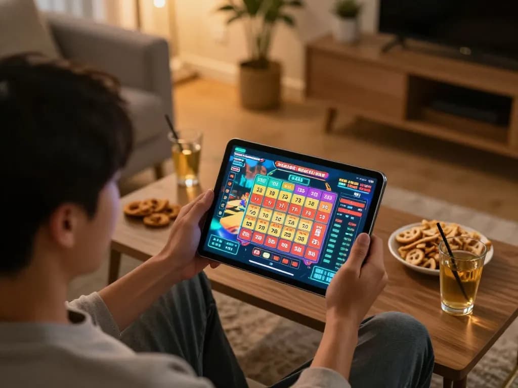 Engaging view of a player enjoying gta togel on tablet, emphasizing strategic online gameplay.