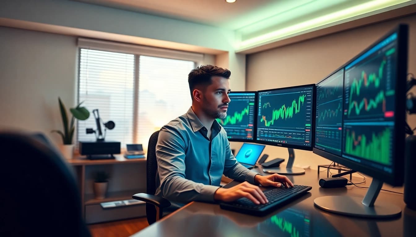 Trader utilizing the webull desktop for market analysis and stock trading tools.