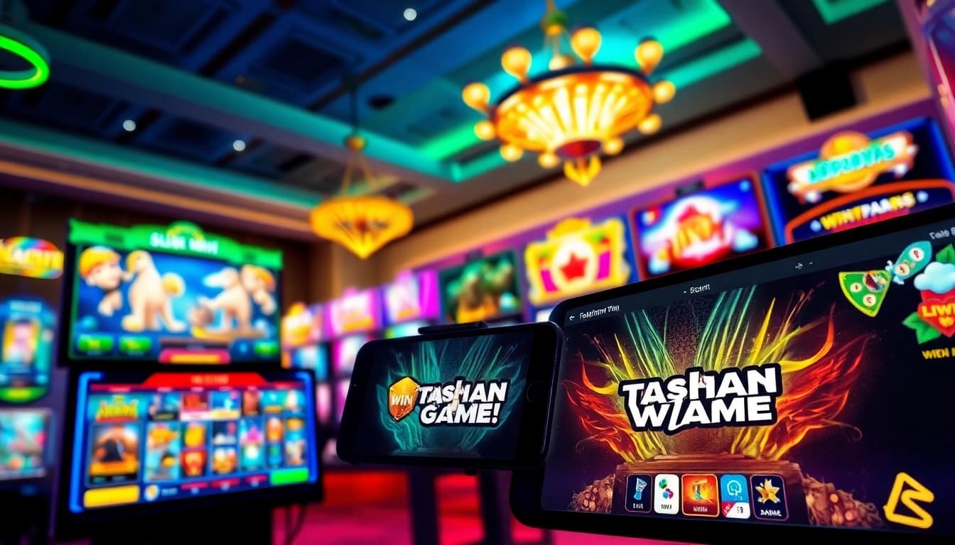 Tashan login screen showcasing an engaging gaming interface with vibrant colors and user interactions.