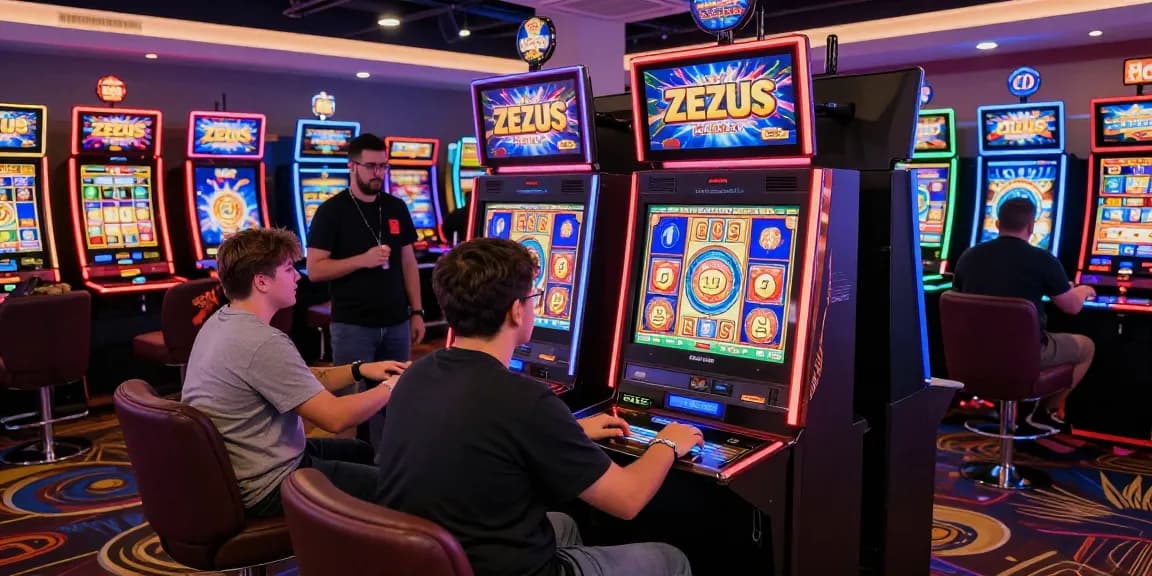 Experience the thrill of demo zeus slot in a lively casino setting with engaging players and vibrant machines.