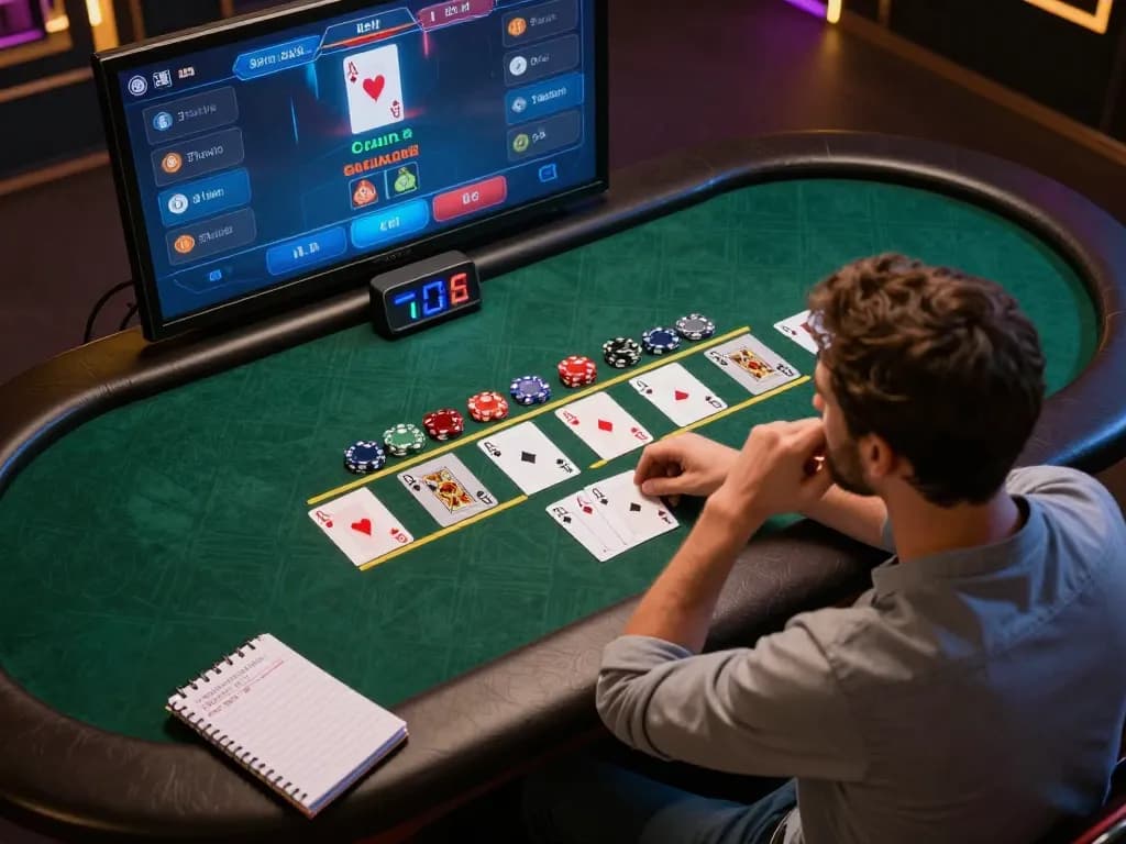 Engaging in strategic blackjack gameplay at jmb88's online casino interface for responsible gambling.