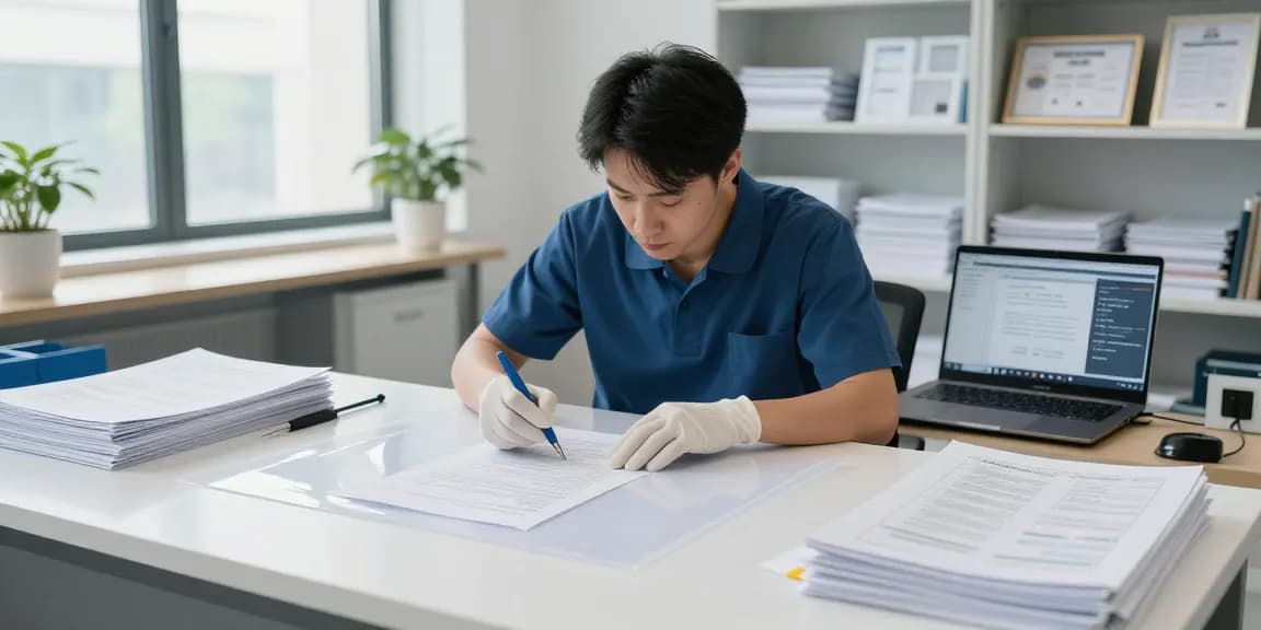 Bóc ép plastic tại hà nội với một kỹ thuật viên chuyên nghiệp khôi phục tài liệu quan trọng bằng các kỹ thuật chuyên môn trong một văn phòng sáng sủa.