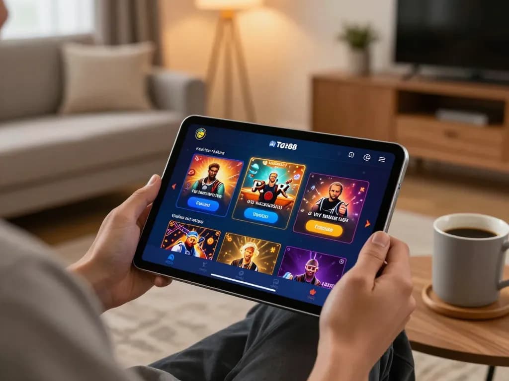 Playing on the tg88 app in a cozy home setup during an evening.