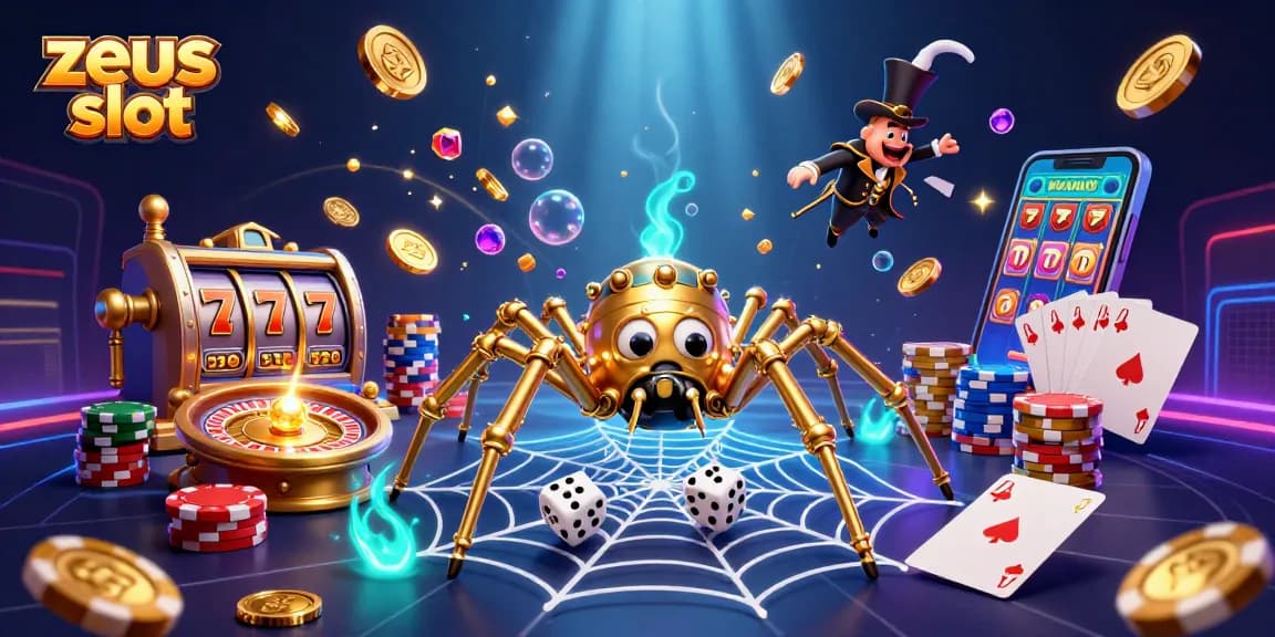 Engage with the zeus slot as dynamic golden coins and characters fill the vibrant casino scene.