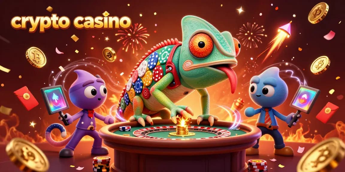 Scopri il mondo affascinante del crypto casino mentre il camaleonte colleziona monete d'oro.
