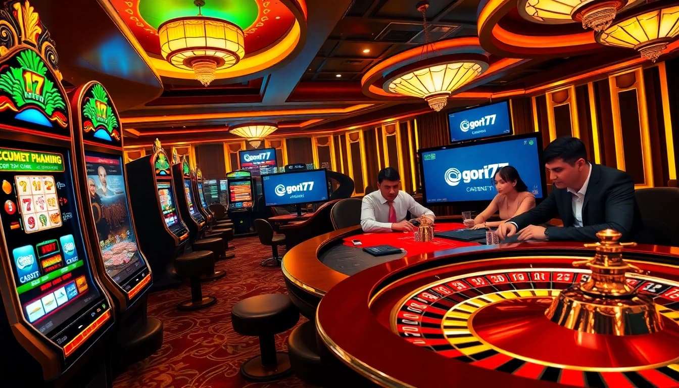 Experience thrilling action at gori77 casino with elegant gaming tables and vibrant slot machines.