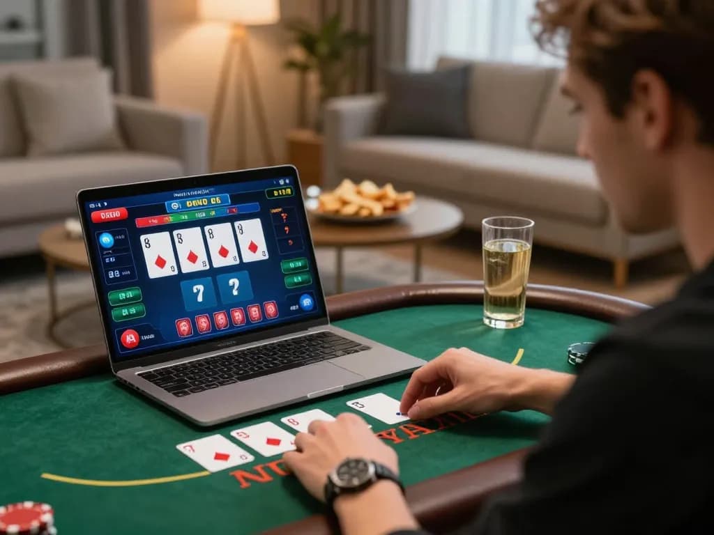 Player enjoying a blackjack game on G28 online platform from the comfort of their home