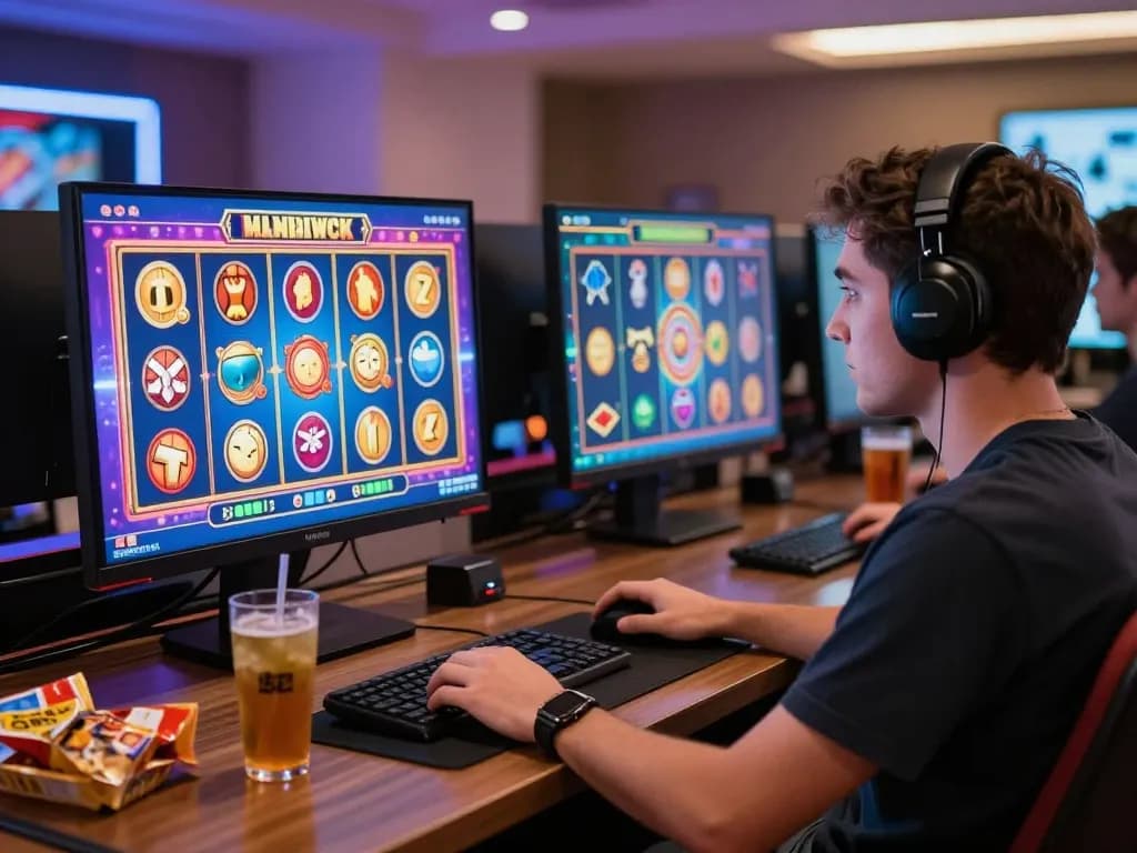 Player enjoying online slot bet kecil gaming experience with vibrant graphics and engaging atmosphere.