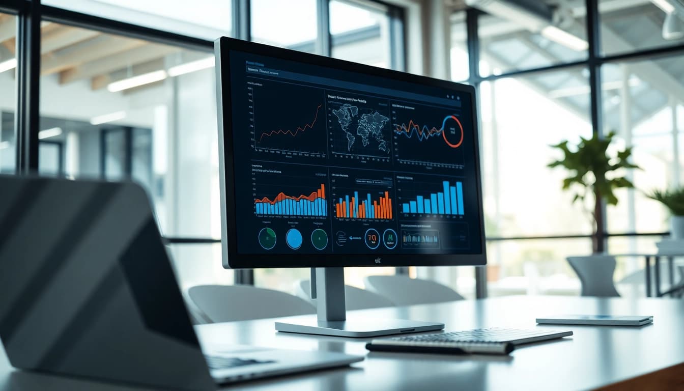 Visualize enterprise search ai analytics with detailed graphs in a professional office setting.