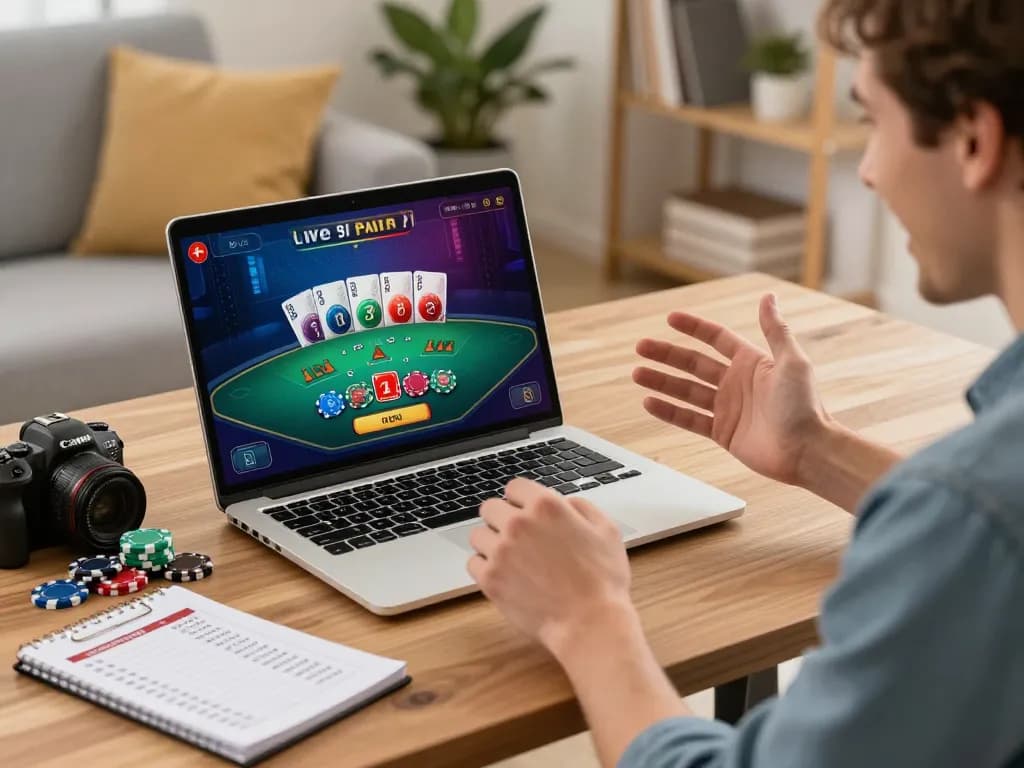 XIBET player winning at blackjack during an online gaming session with colorful graphics.