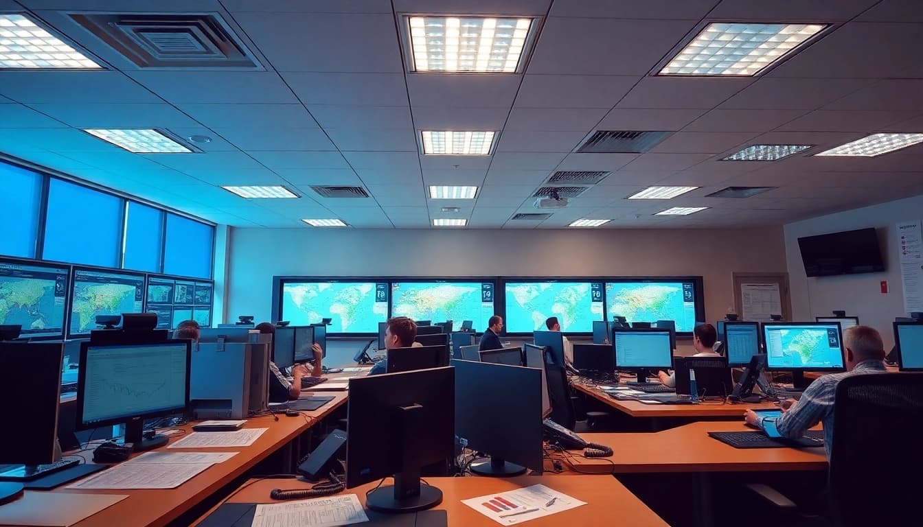 Trucking Dispatch Company coordinating logistics with experienced dispatchers in an efficient office setting.