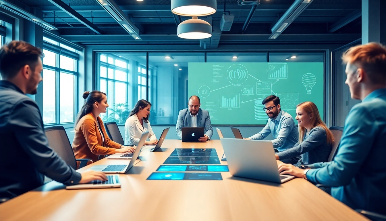 Engaging enterprise assistant enhancing teamwork in a modern office setting.