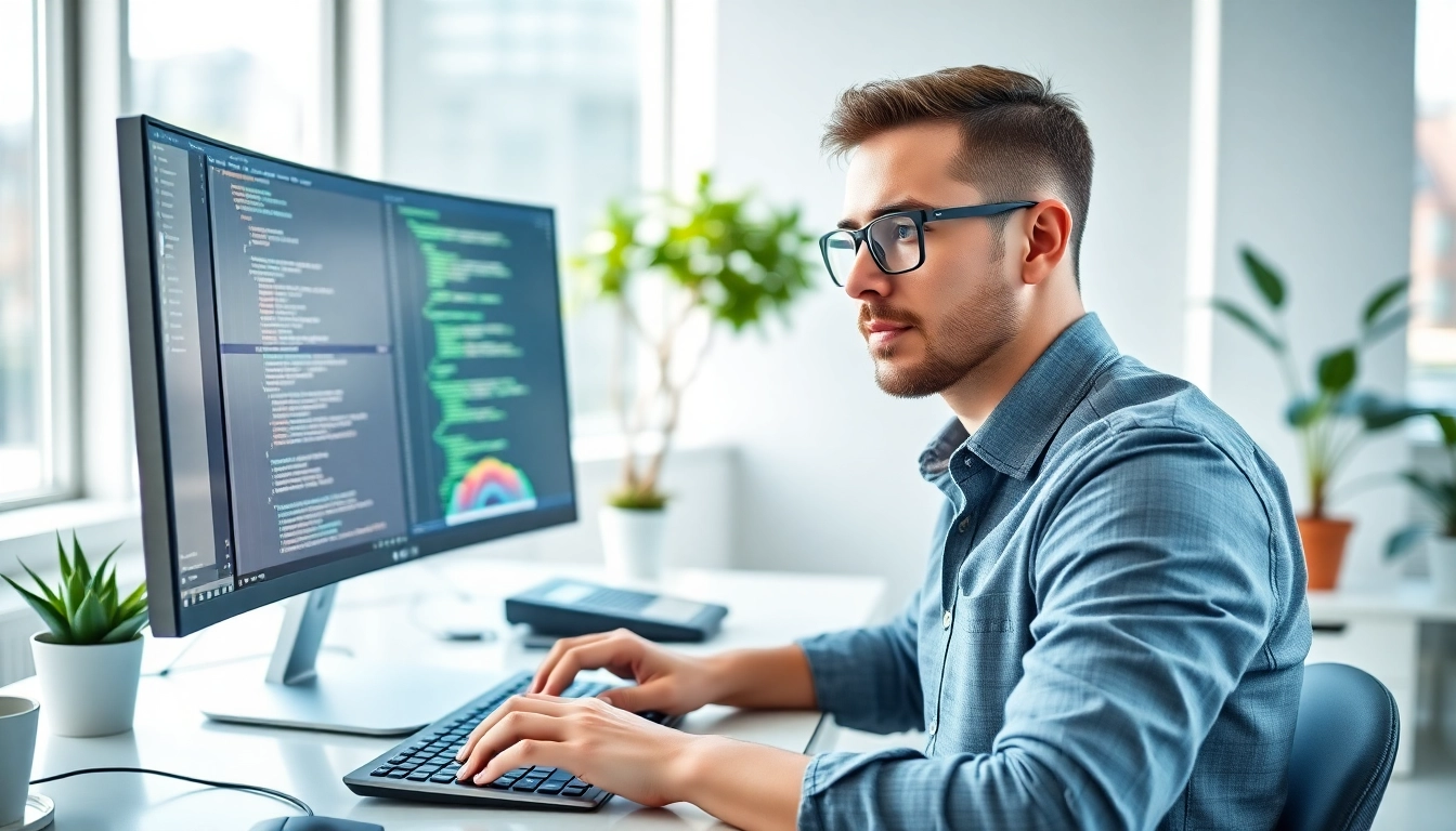 Enhance productivity in wordpress development outsourcing with a focused web developer at work.