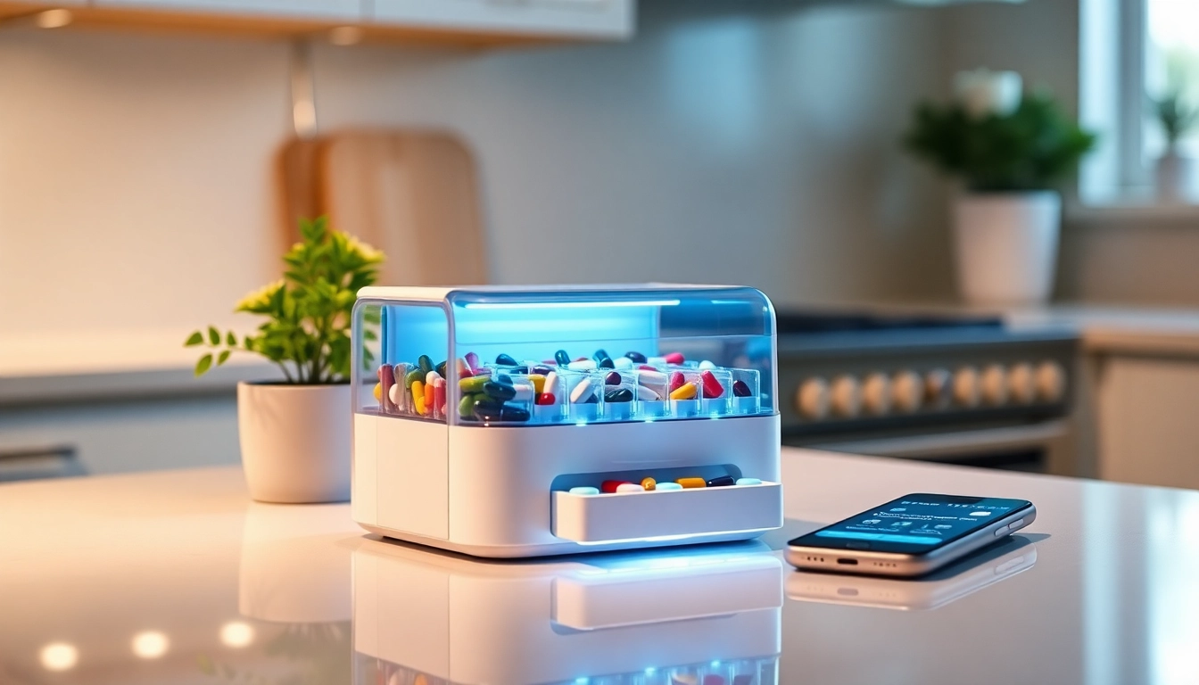 Automatic pill dispenser organized with medications and technology integration