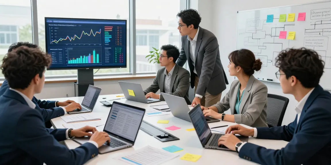 Team analyzing financial crime intelligence data in a modern office setting.