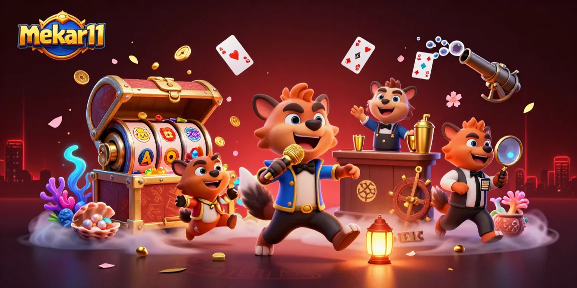 Mekar11 slots action featuring hyenas entertaining at a vibrant casino club, filled with gold coins and treasures.
