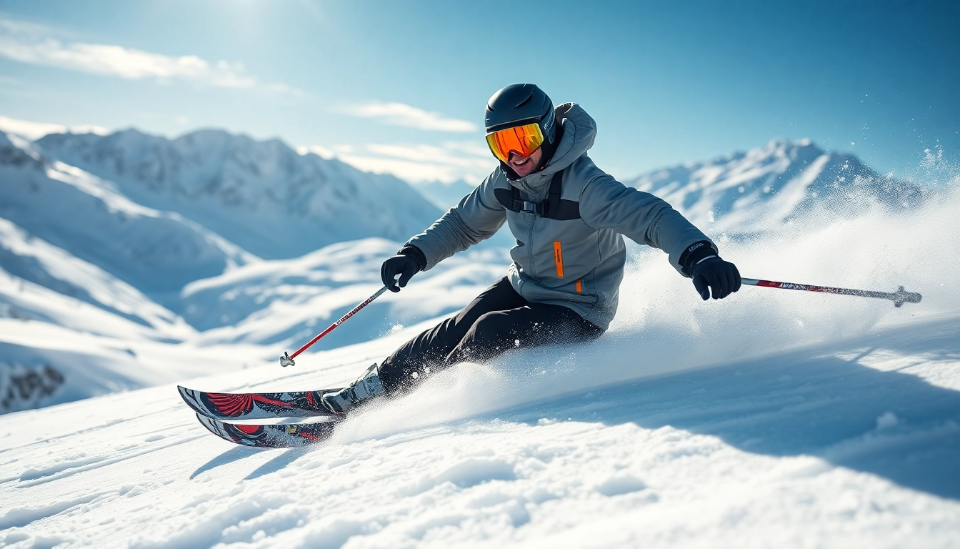 Experience the excitement of the end-of-season ski clearance with a professional skier in action.