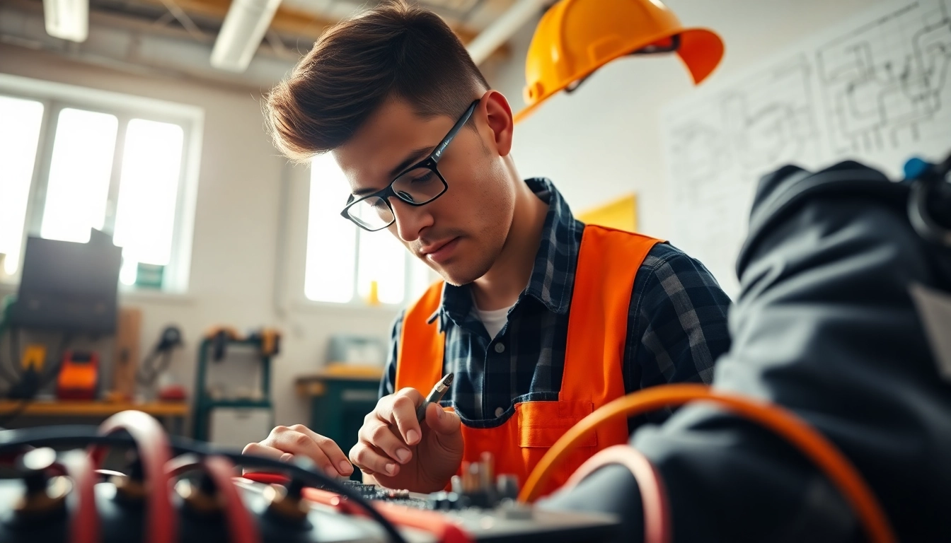 Electrician apprenticeship hawaii student engaged in training with tools in workshop.