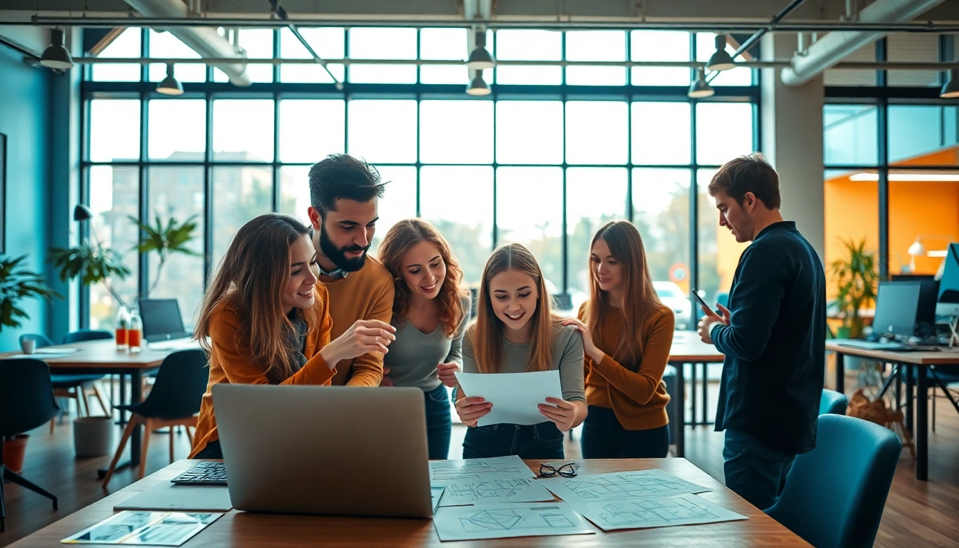 Creative team of Hereford Website Designers collaborating in a modern workspace