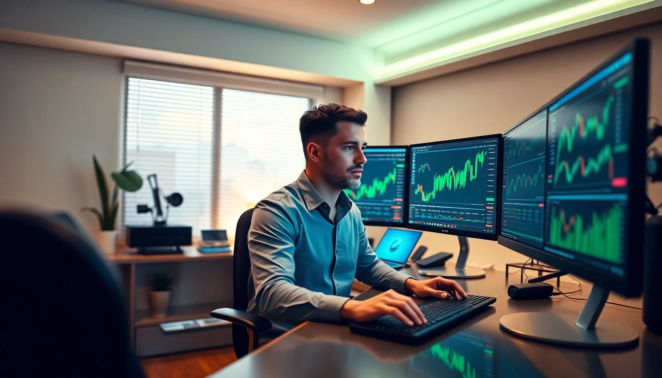 Trader utilizing the webull desktop for market analysis and stock trading tools.