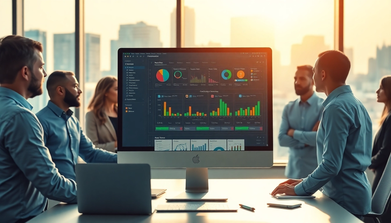 Showcasing supply chain management software interface used by professionals in a corporate office.