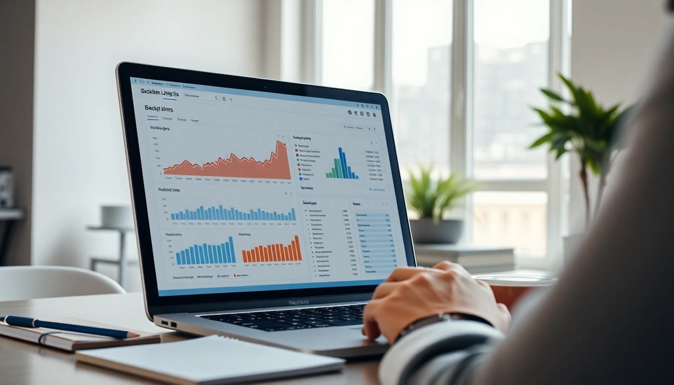 Visualizing unnatural links penalty recovery, a digital marketer works with analysis tools in a modern office.