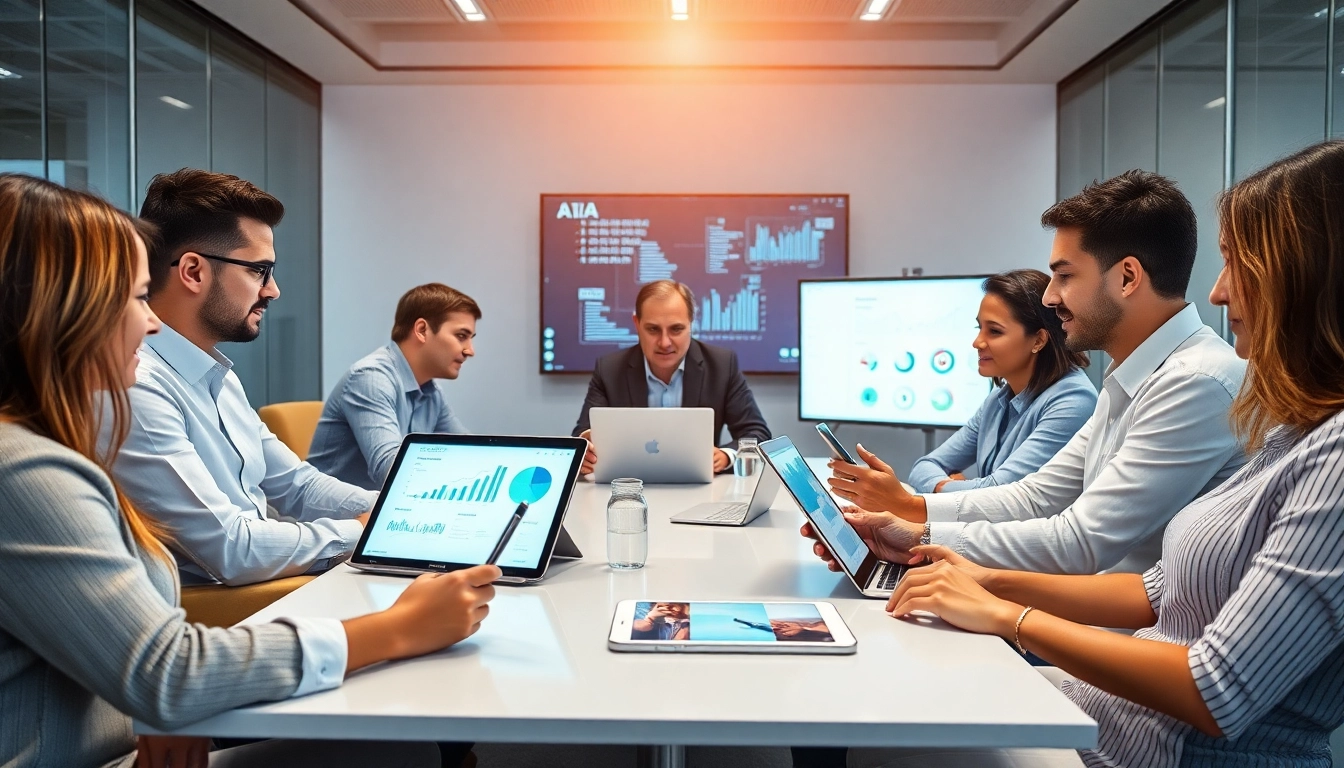 Utilizing AI for competitive intelligence during a business meeting with advanced tools.