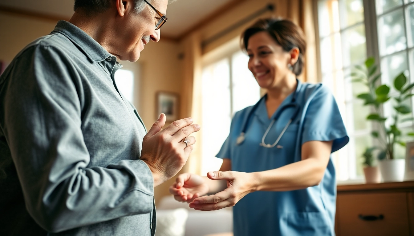 Engaging scene of senior care austin tx with a professional caregiver providing compassionate assistance.