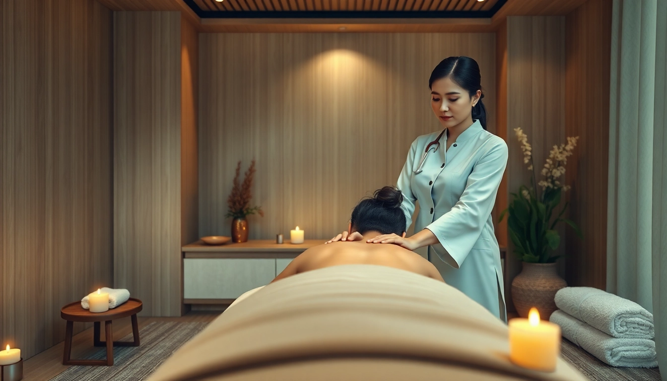 서울출장마사지 session in a serene spa with a professional massage therapist.