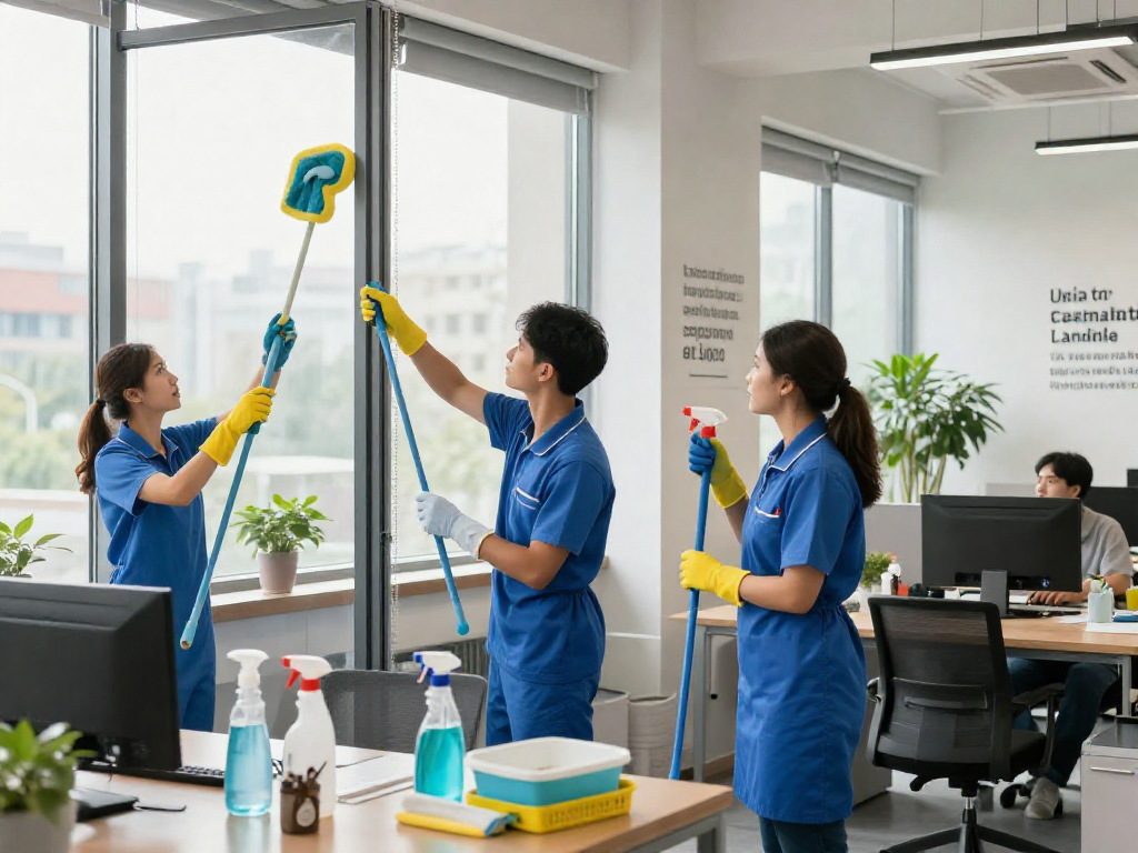 Professionelle Reinigungsdienste von einem Reinigungsunternehmen in Dortmund in einem modernen Bürogebäude.
