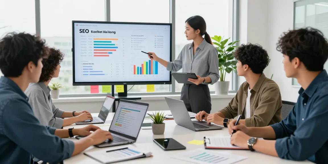 SEO Agency in Malaysia team analyzing data and collaborating in a modern workspace