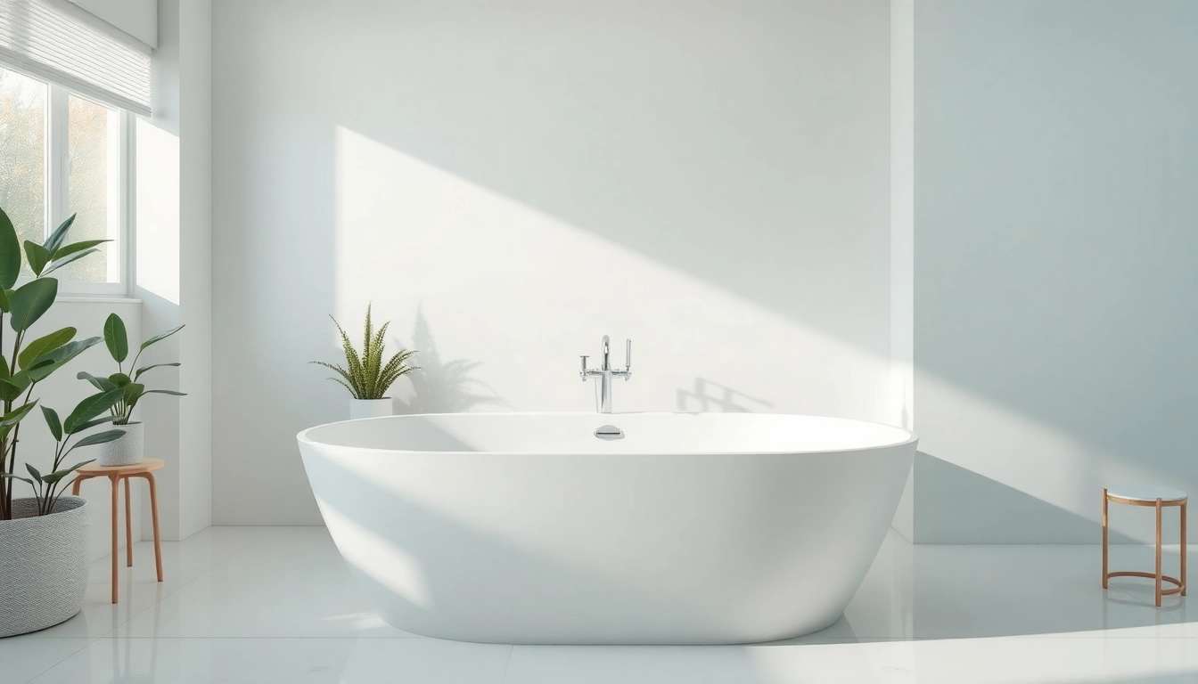 Vasca da bagno elegante in un ambiente tranquillo e moderno.