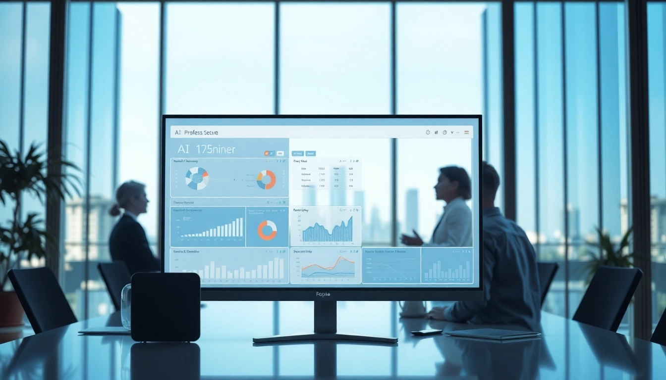 Showcasing AI Software in use by professionals in a modern office environment