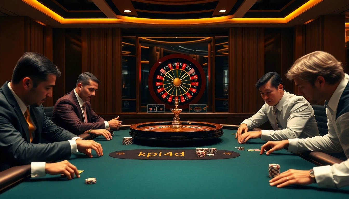 KPI4D poker table scene with players strategizing bets under warm lighting.