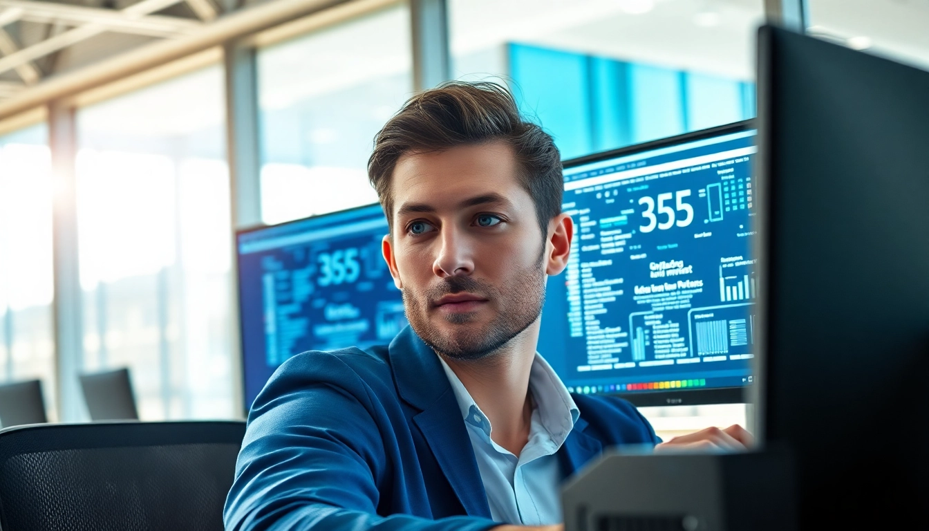 How to migrate to Microsoft 365 securely with IT professional managing data transfer in bright office setting.
