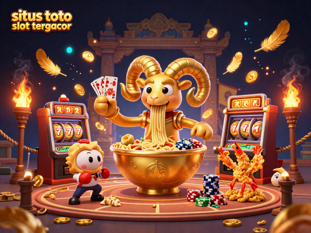 Spin and win at situs toto slot tergacor with the dynamic scene of 3D cartoon characters enjoying the slots.