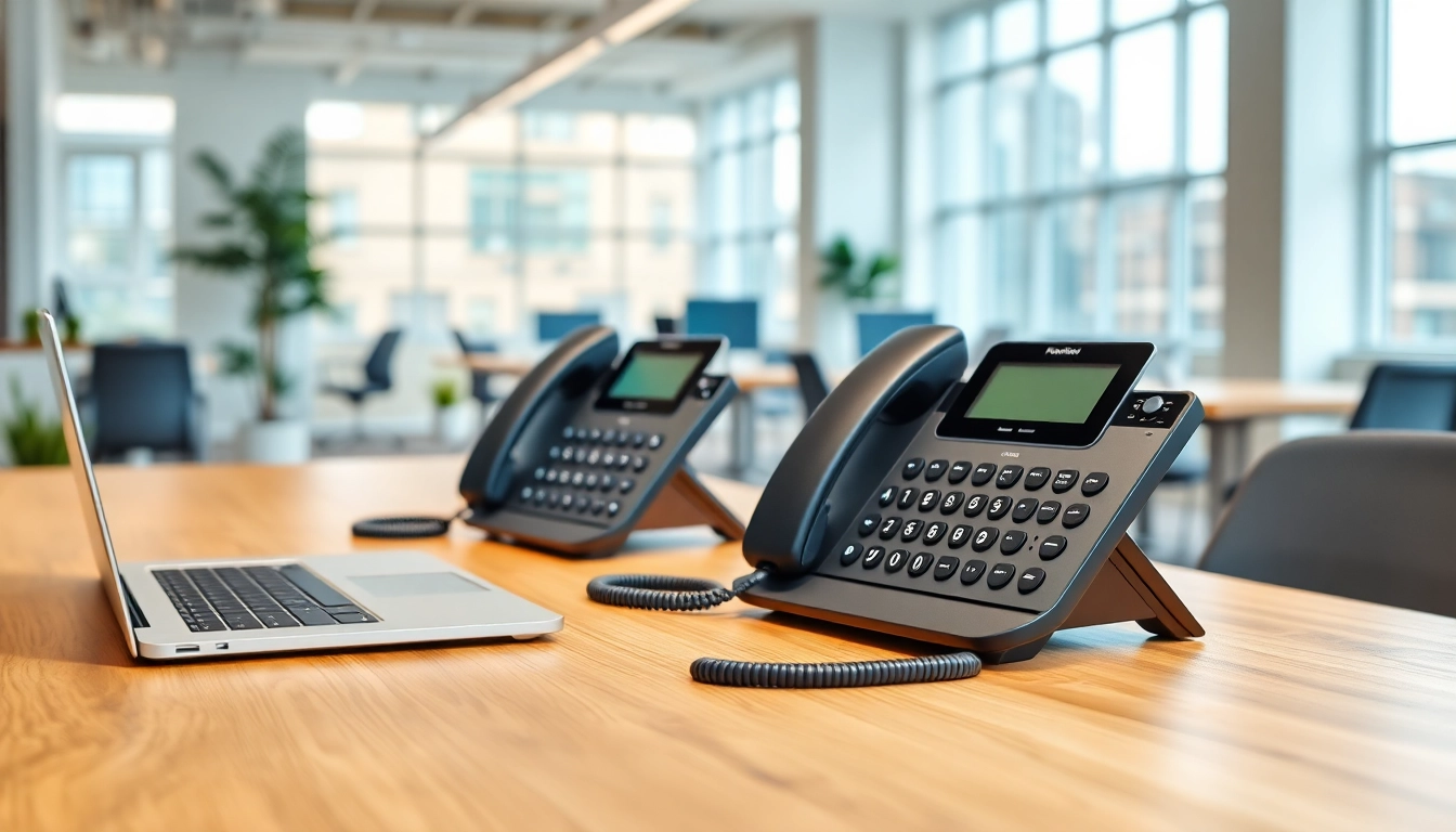 Showcase small business phone systems in a professional workspace designed for productivity.