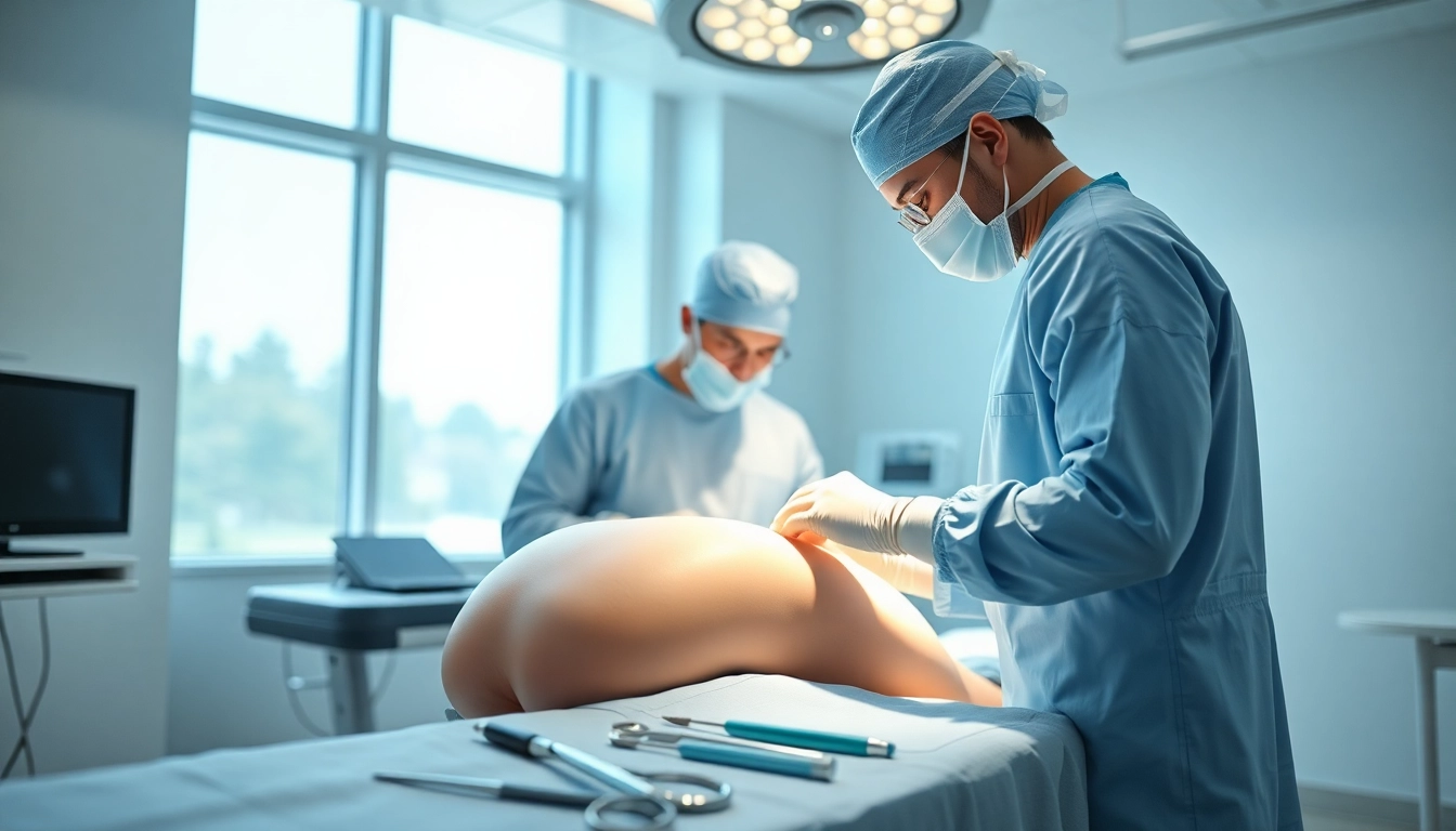 Erfahrene Fachkraft in der Plastische Chirurgie Hamburg führt eine Brustvergrößerung durch.