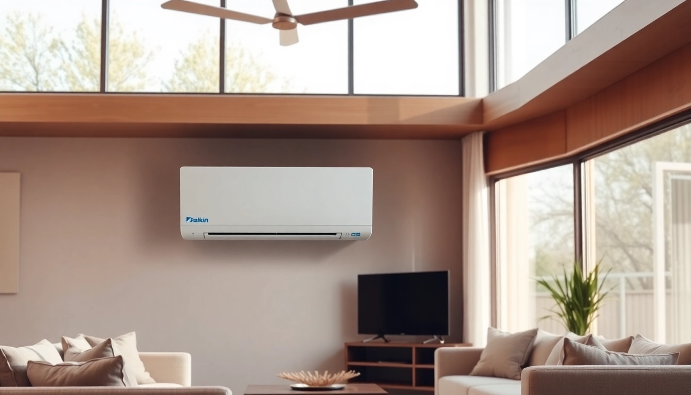 Innovative daikin mini split ac cooling a stylish living space with modern decor.