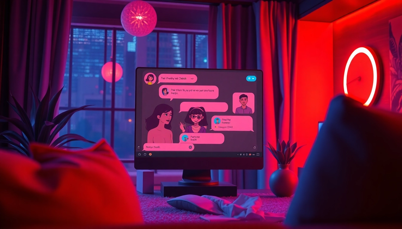 Engaging interface of an nsfw ai chatbot with vibrant character avatars and modern design elements.