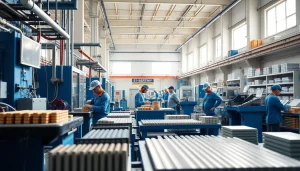 Manufacturing ferrite magnets manufacturer in china with skilled workers and advanced equipment in a bright facility.