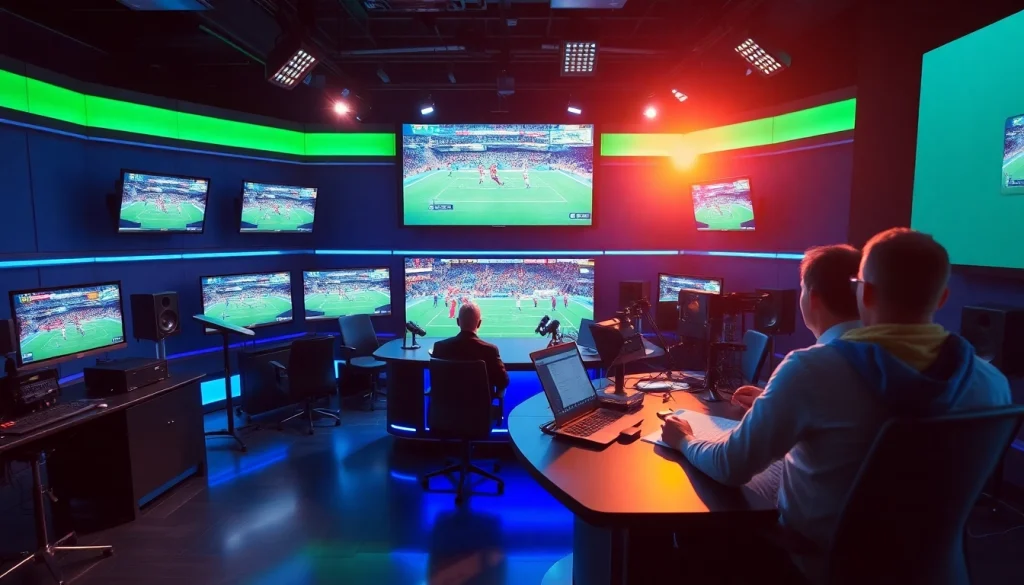스포츠중계를 전문으로 하는 생생한 스포츠 방송 스튜디오의 모습