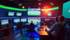 스포츠중계를 전문으로 하는 생생한 스포츠 방송 스튜디오의 모습