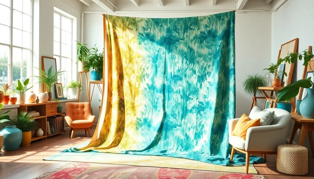 Canvas stoffen in een kleurrijke interieursetting met diverse decoratieve elementen.