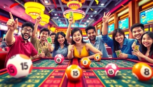 Menggambarkan pemain merayakan kemenangan dalam togel online dengan suasana yang dinamis.