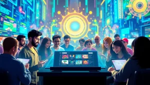 Menampilkan kegembiraan pemain di platform togel dengan antarmuka digital yang dinamis.